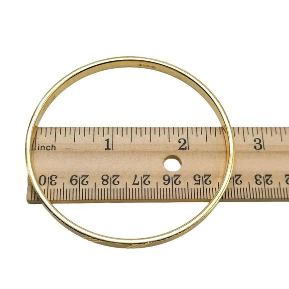 Monet Diamond Cut Texture Bangle Bracelet Gold Tone Vintage - Picture 4 of 5
